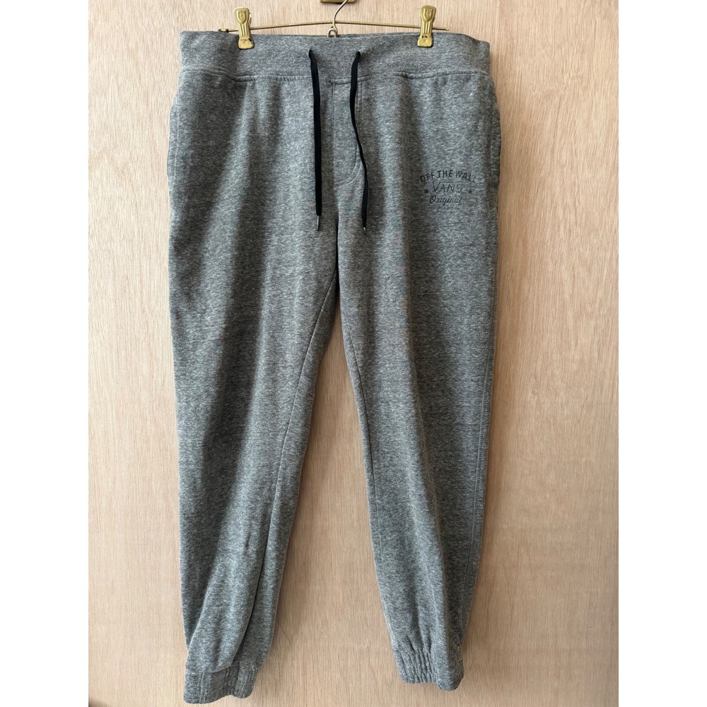 Vans Off The Wall Mens Medium Grey Heather Jogger Sweatpants Logo Graphic